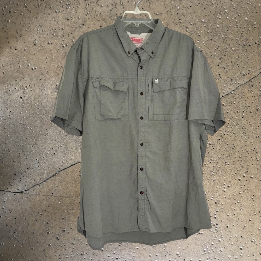 Coleman Short-Sleeve Button-Down Quick Dry Outdoor Fishing Hiking Shirt - Olive